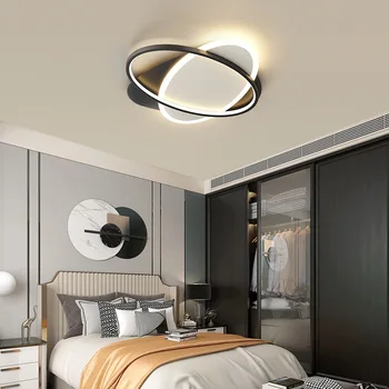 Черно-бяла модерна led полилей, осветление спални, трапезария, хол, кабинет, таванско помещение, коридор, желязна алуминиева силиконовата лампи акрил